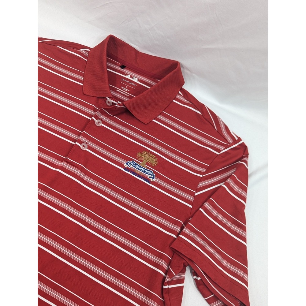 Oak Tree National CC Adidas Mens‎ Golf Polo Red striped Senior Open 2014 Large